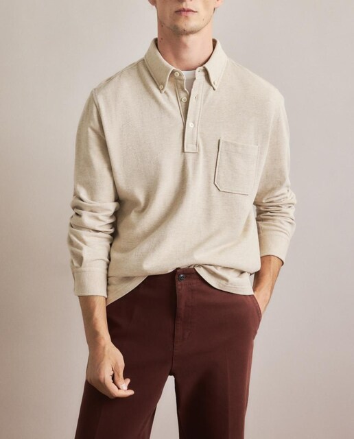 Imagen 0 de Polo pique de hombre liso melange con bolsillo pecho
