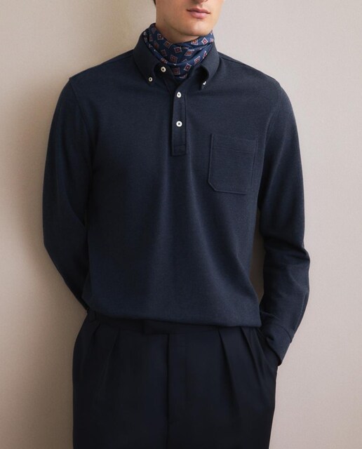 Imagen 0 de Polo pique de hombre liso melange con bolsillo pecho