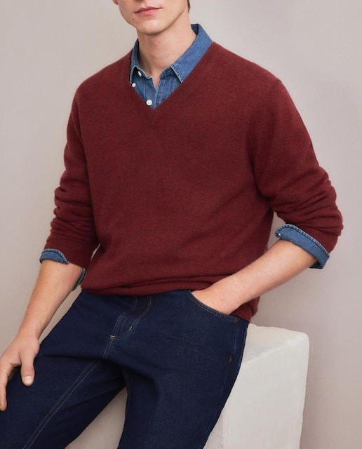Imagen 0 de Jersey de hombre de cuello pico liso cashmere