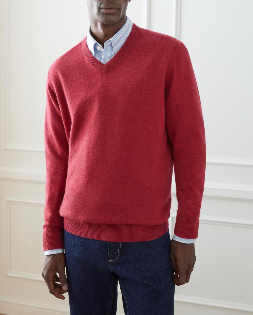 Imagen 0 de Jersey de hombre con el cuello pico liso 100% cashmere