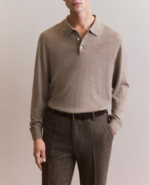 Imagen 0 de Jersey de hombre cuello polo liso 100% Merino