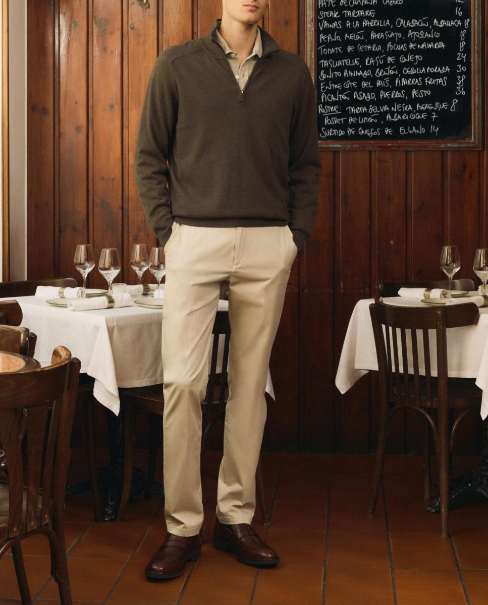 Imagen 0 de Jersey de hombre de c/semicisne cremallera liso algodón merino