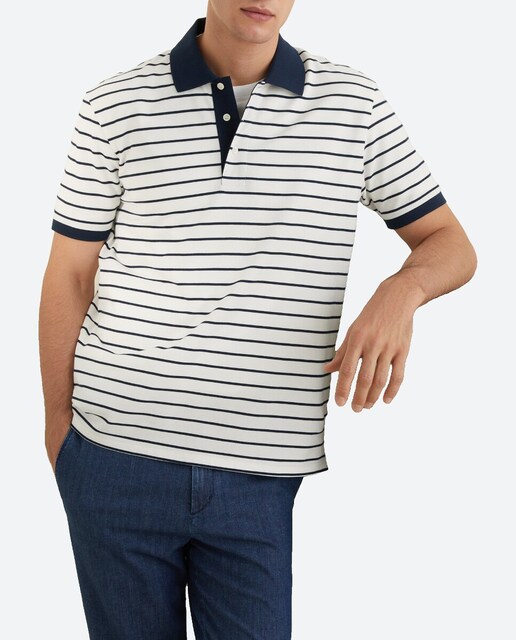 Imagen 0 de Polo de hombre manga corta fantasía rayas 100% algodón