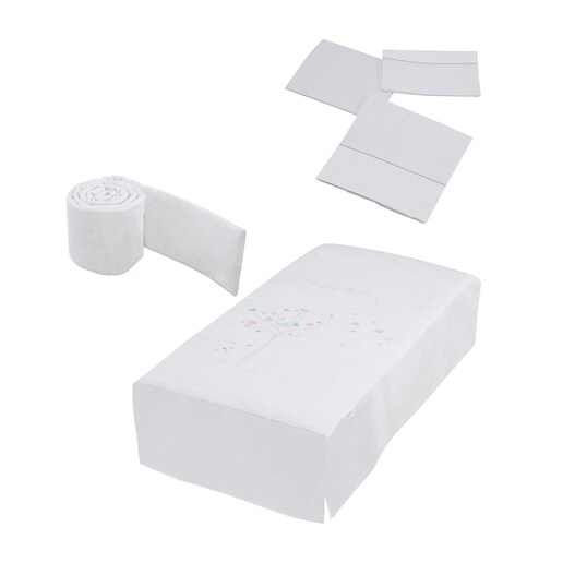 Imagen 0 de Juego Textil 3 Piezas Micuna para Cuna (60 x 120 cm.): Edredón + Protector + Juego de Sábanas 3 Piezas Aura blanco/gris