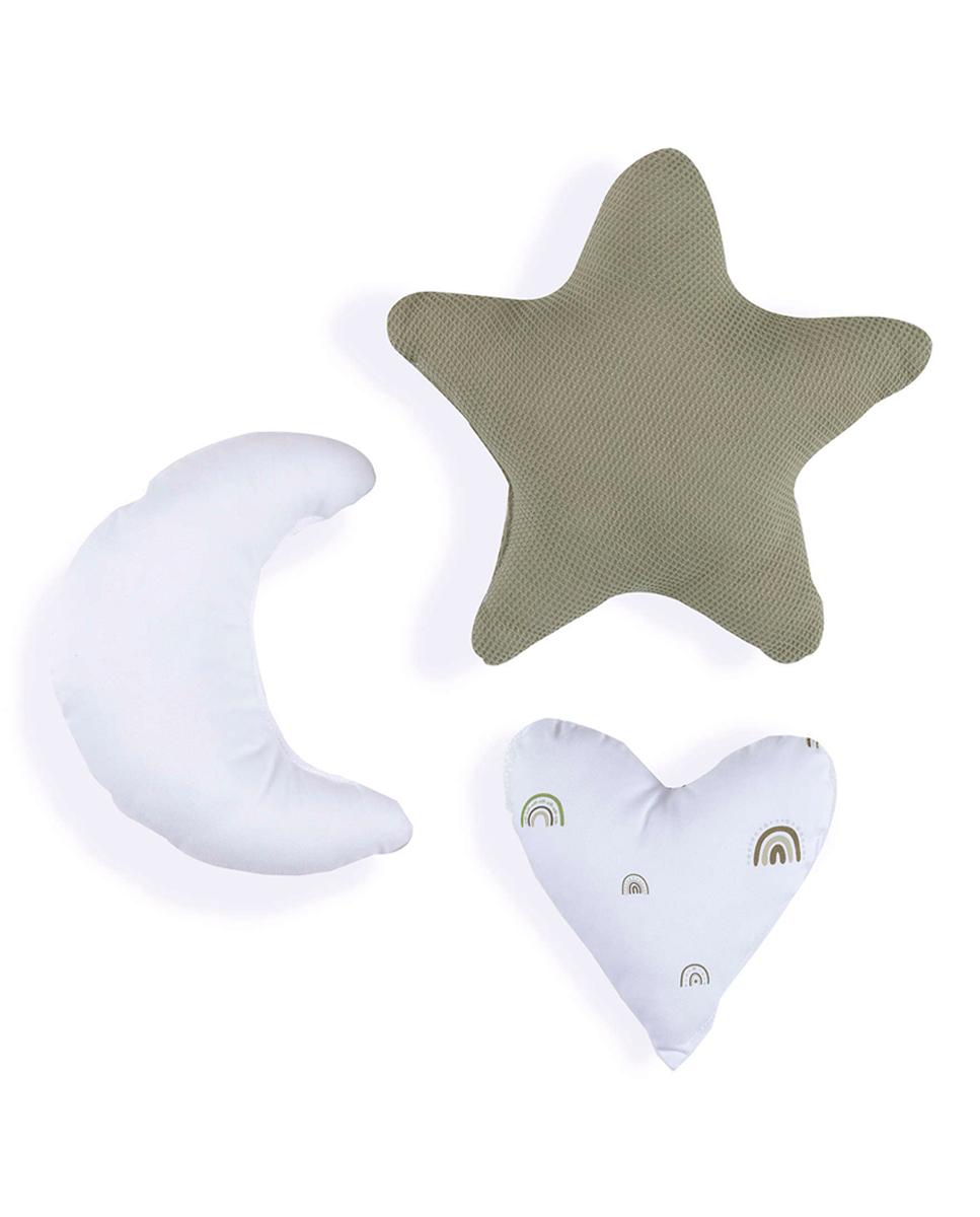 Imagen 0 de Set 3 cojines infantiles (luna, estrella, corazón)