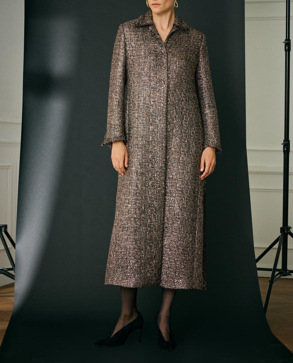 Imagen 0 de Abrigo de mujer largo jacquard