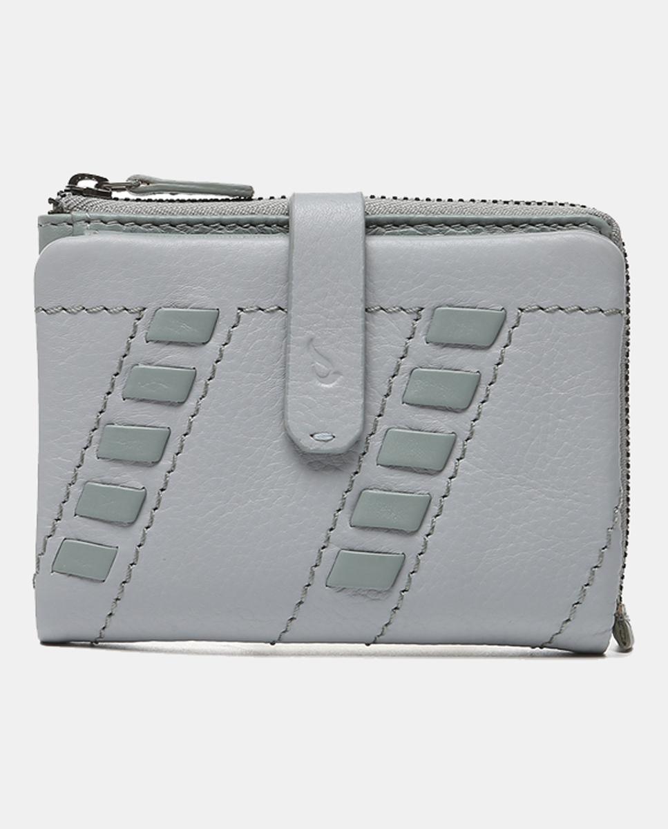 Imagen 0 de Cartera pequeña Oceans Diary con detalles pasados en piel gris