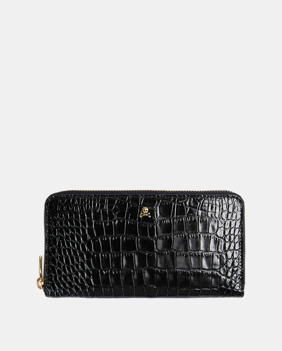 Imagen 0 de Cartera de piel con grabado coco en negro
