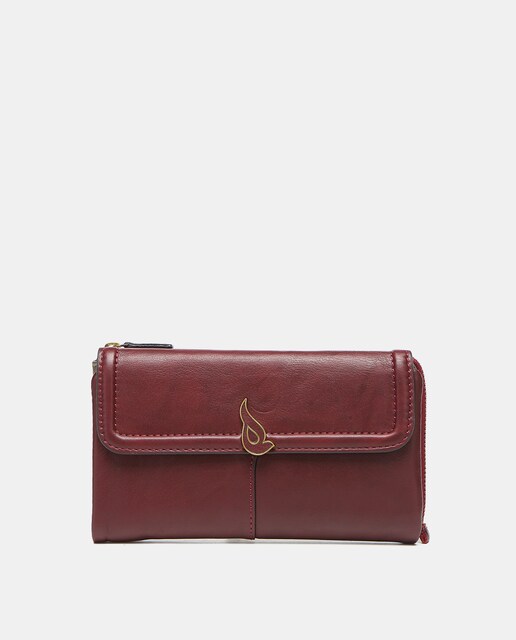 Imagen 0 de Cartera grande con solapa en piel burdeos