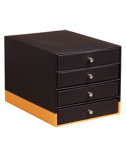 Imagen 0 de Cajonera Simil Piel Con Cuatro Cajones Rhodia Negro/Naranja