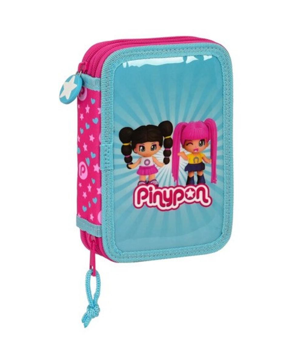 Imagen 0 de Plumier doble pequeño 28 piezas Pinypon Safta rosa y azul