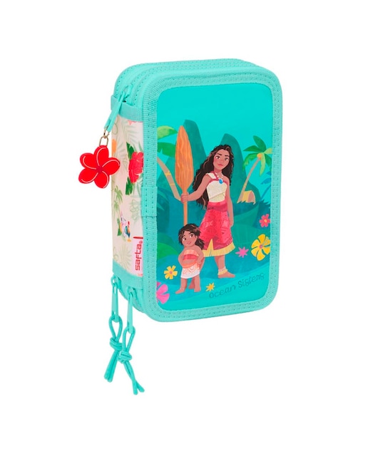 Imagen 0 de Plumier triple 37 piezas Vaiana Safta beige y azul