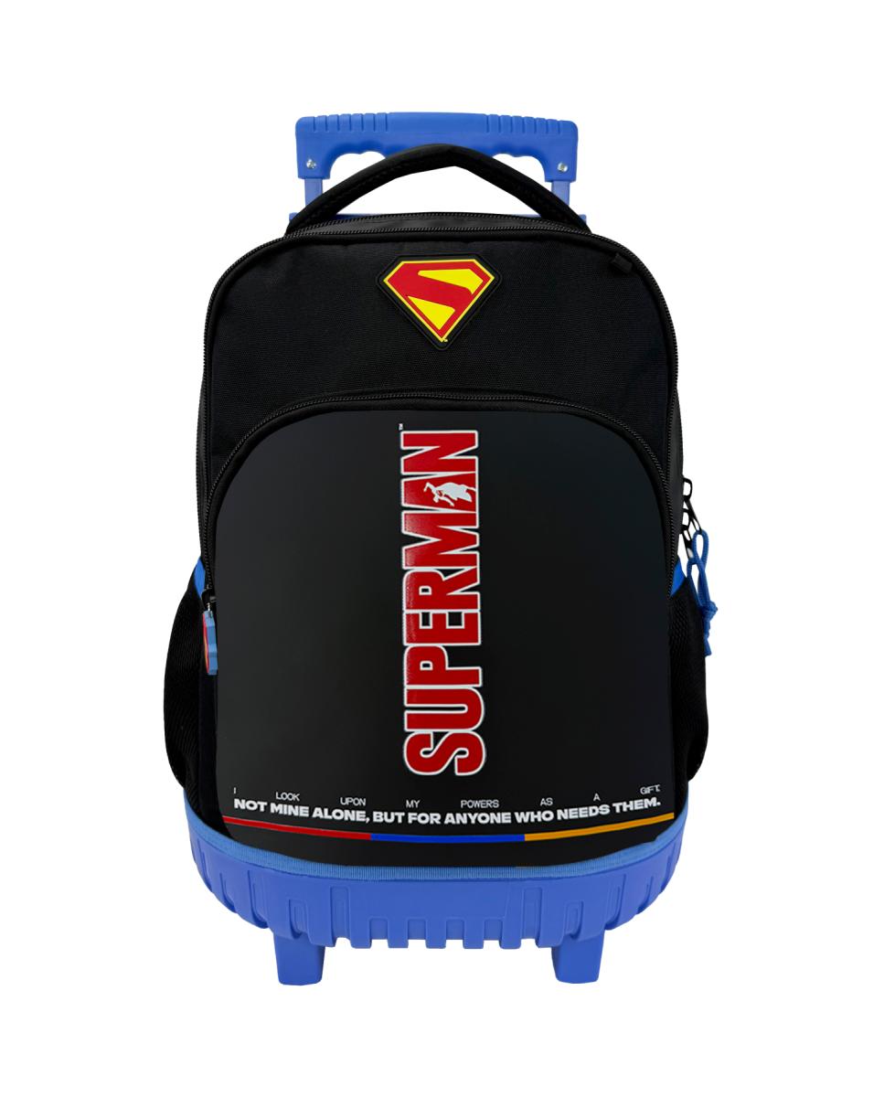Imagen 0 de Mochila escolar trolley compacto Supermen Black Collection CyP Brands negro rojo azul