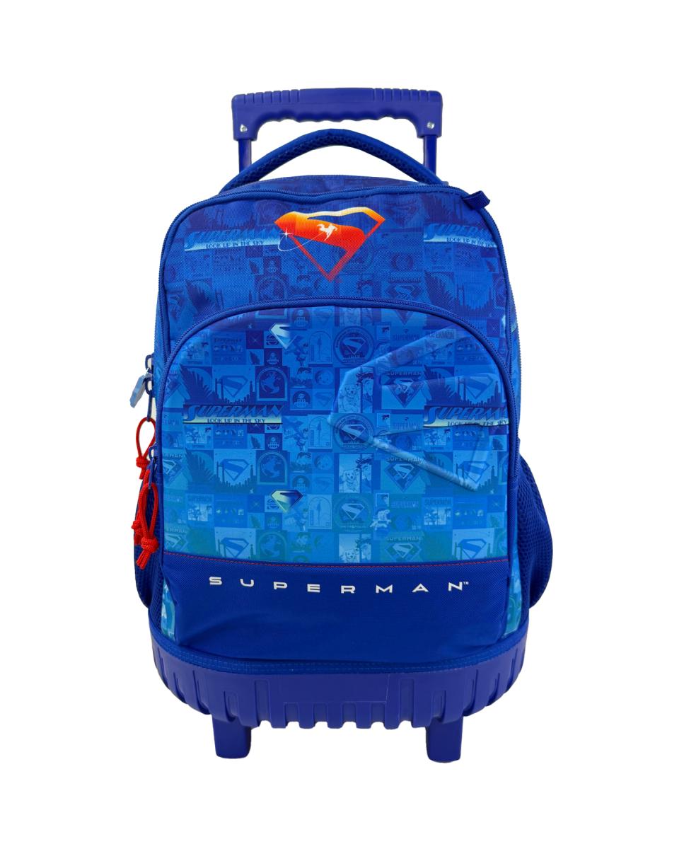 Imagen 0 de Mochila escolar trolley compacto Supermen Comic Collection CyP Brands azul negro rojo