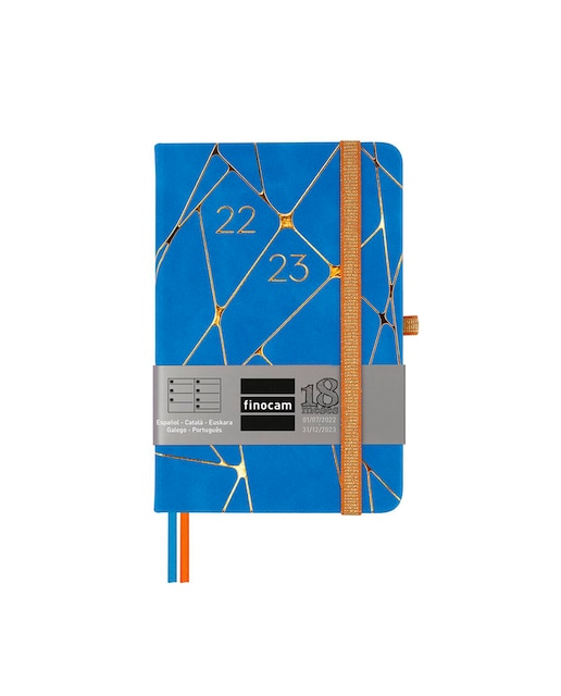 Imagen 0 de Agenda 18 Meses 2022-2023 M3 Semana Vista Horizontal Minimal Geometric Finocam Azul