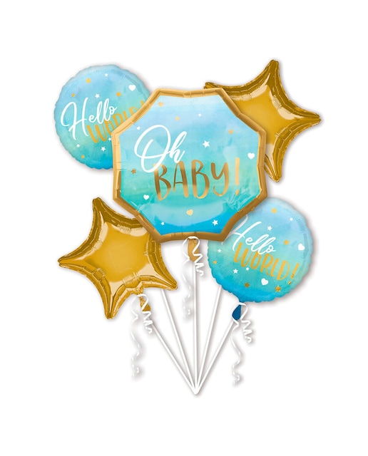 Imagen 0 de Pack de Bouquet 5 Globos Azul Baby Boy Liragram