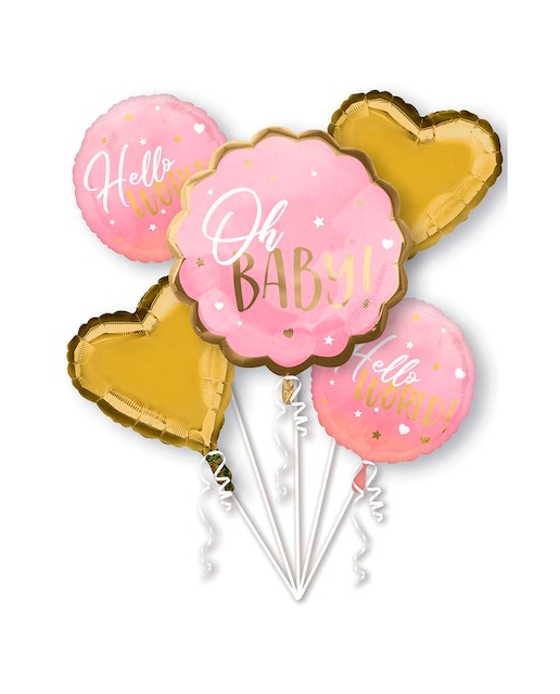 Imagen 0 de Pack de Bouquet 5 Globos Rosa Baby Girl Liragram