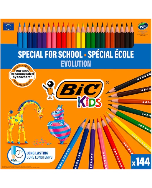 Imagen 0 de Pack Escolar de 144 Lápices Colorear Evolution BIC