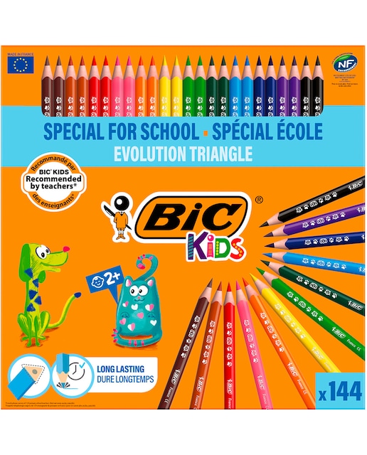 Imagen 0 de Pack Escolar de 144 Lápices Colorear Evolution Triangle BIC