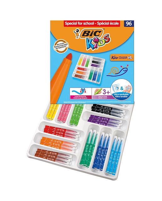 Imagen 0 de Pack Escolar de 96 Rotuladores Colorear Kid Couleur XL BIC