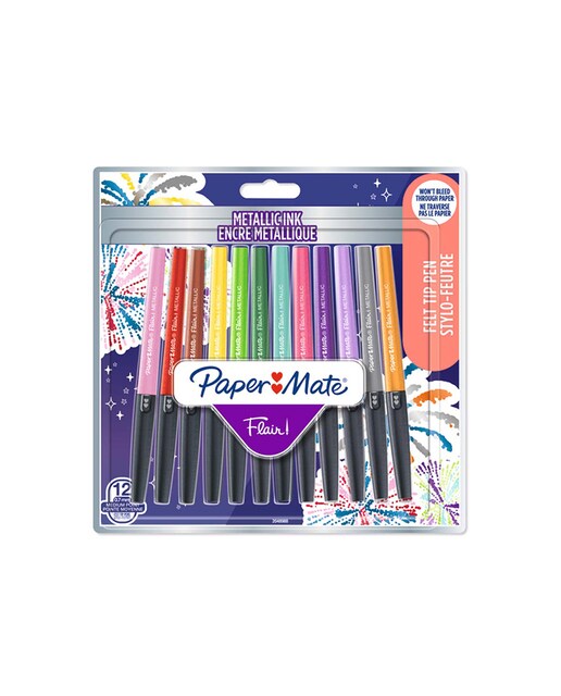 Imagen 0 de Pack de 12 rotuladores flair metallic Papermate colores metalizados