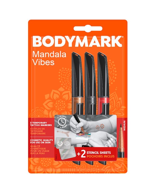 Imagen 0 de Pack de 3 Marcadores+2 Plantillas Tatuaje Temporal  BodyMark. BIC Colores Negro, Rojo y Marrón