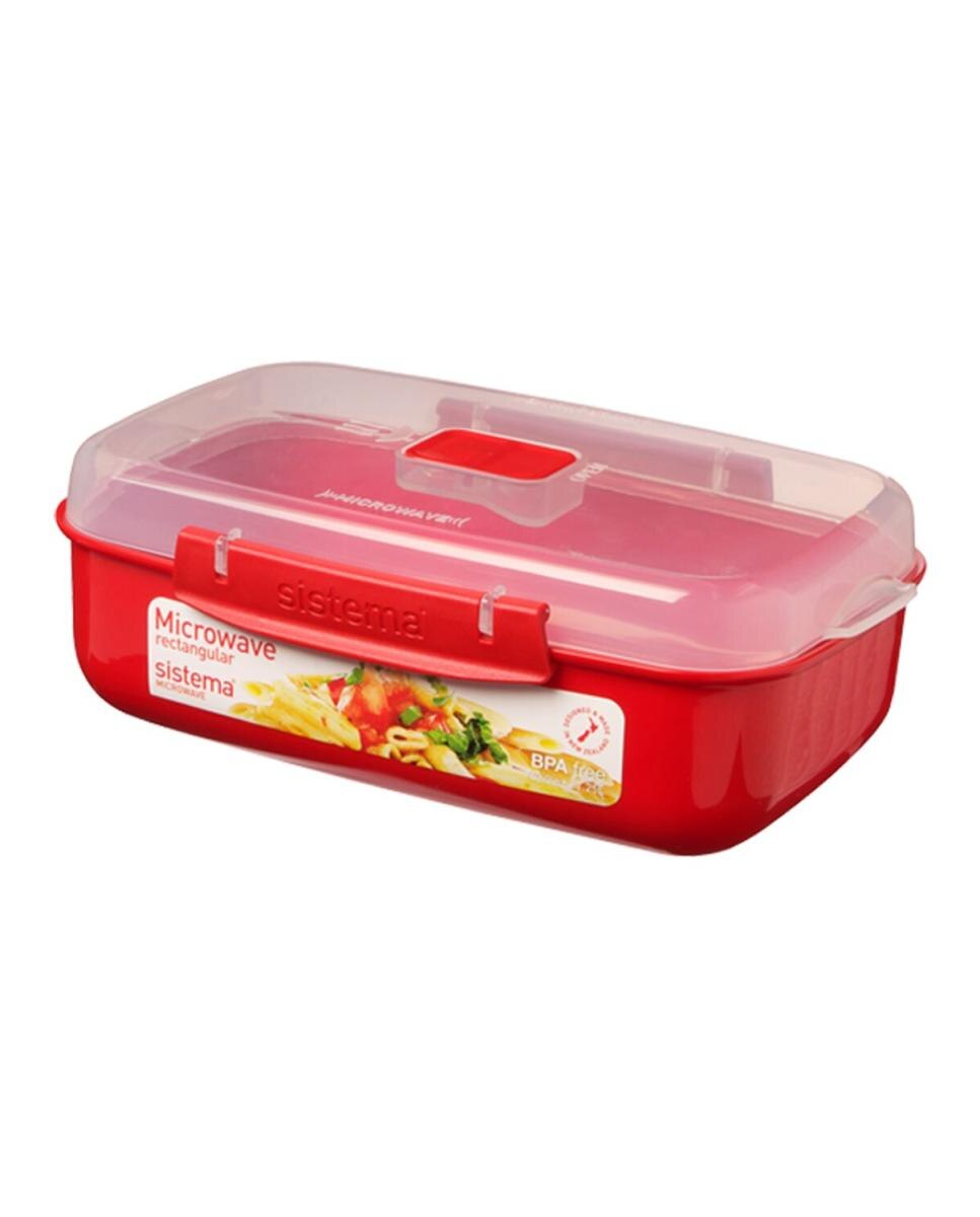Recipiente hermético retangular Microwave Vermelho-2