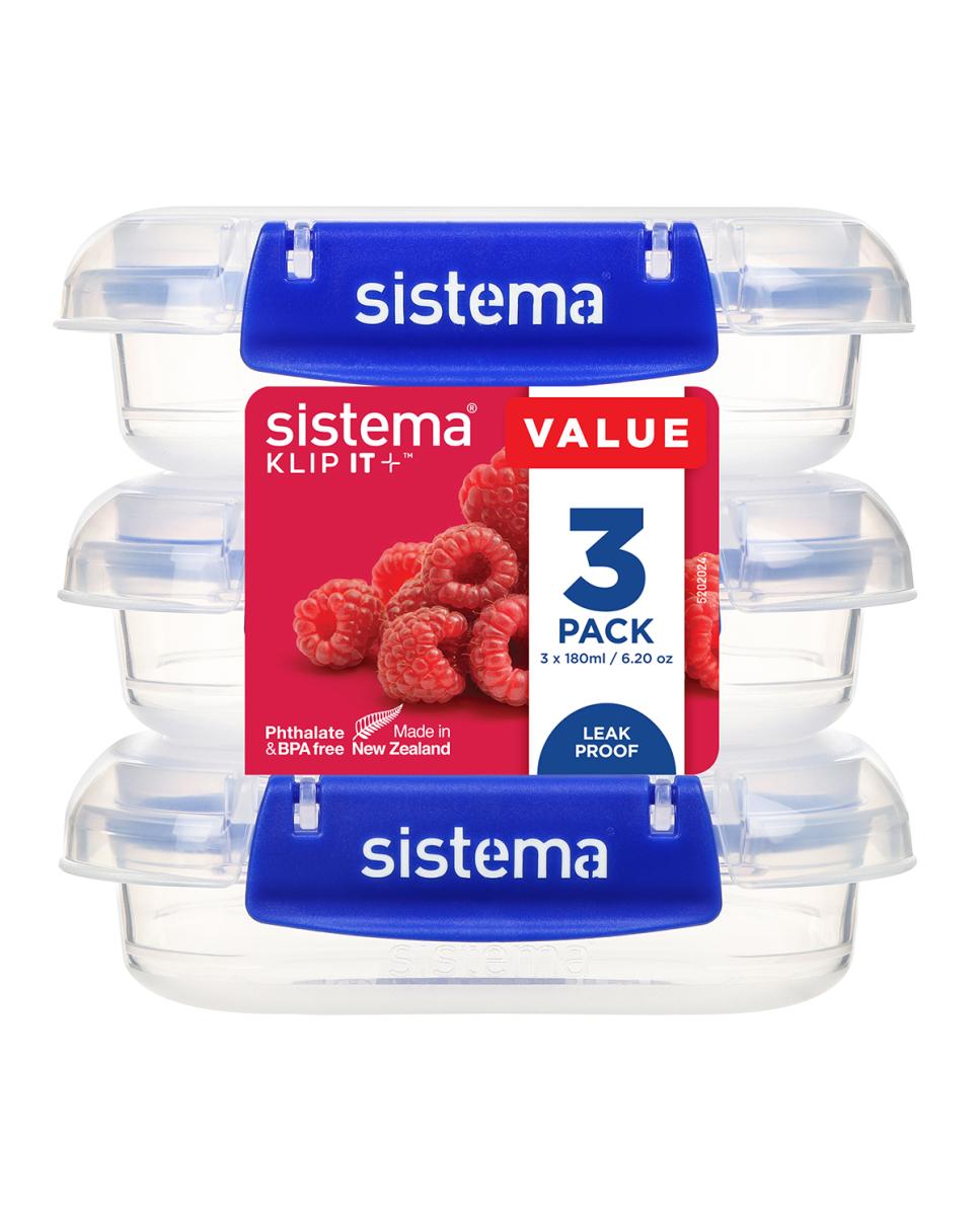Conjunto de 3 Recipientes Herméticos Retangulares KLIP IT + Sistema Azul-4