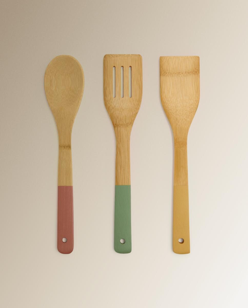 Conjunto de 3 espátulas de bambu Multicolor-2