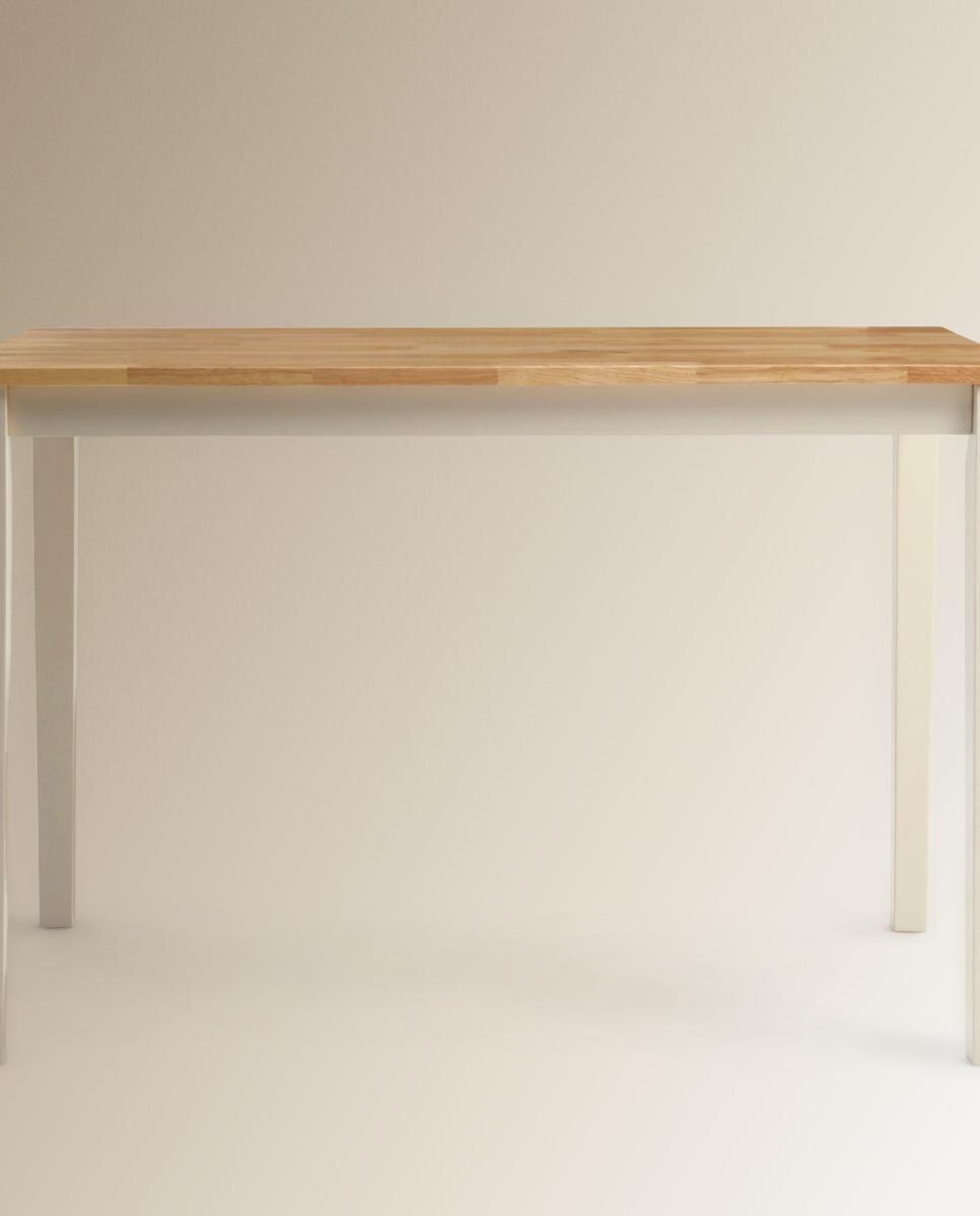 Mesa de Madeira de hévea Dover Branco / Natural-2