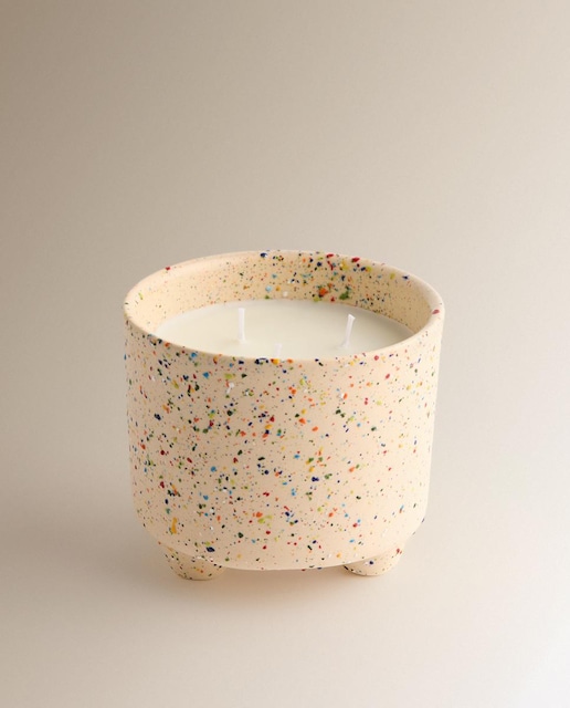 Imagen 0 de Vela en vaso de cerámica con soporte Motas
