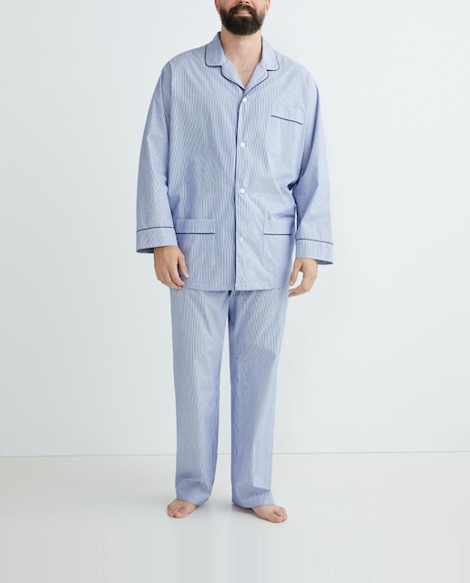 Imagen 0 de Pijama de popelín de hombre tejido a rayas