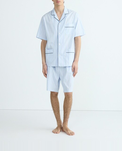 Imagen 0 de Pijama corto de rayas en popelín de hombre