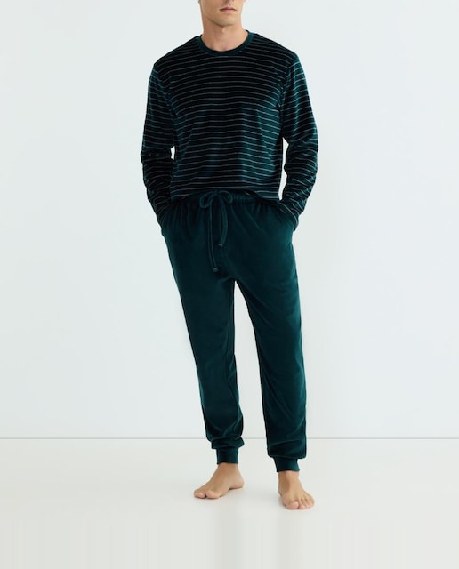 Imagen 0 de Pijama de rayas de punto velour de hombre