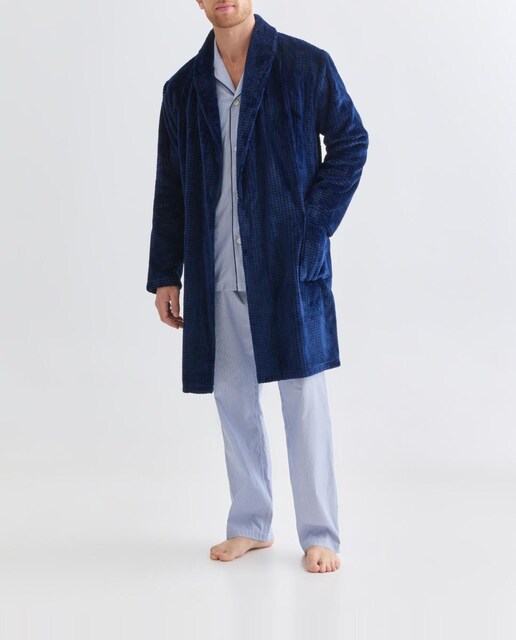 Imagen 0 de Batín de hombre en velour con estructura de cuadrillé