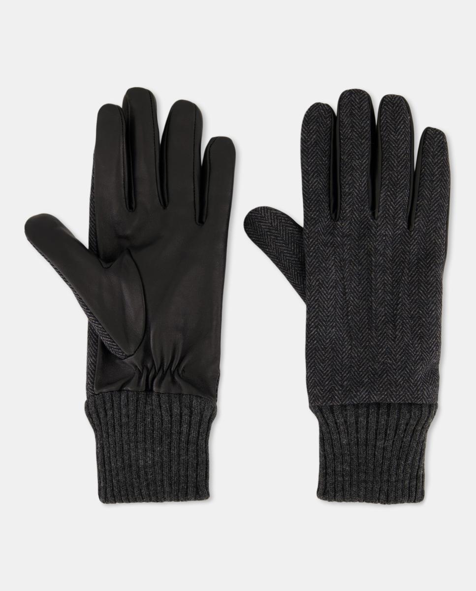 Imagen 0 de Guantes de espiga de hombre de punto y piel