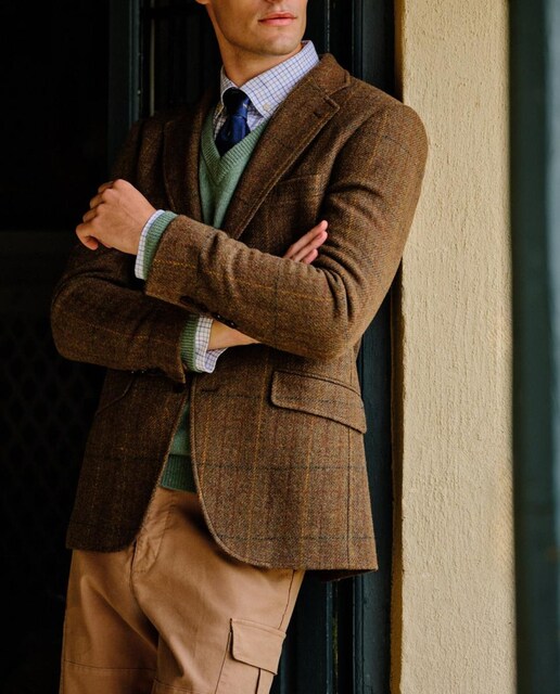 Imagen 0 de Chaqueta de tweed cuadros de hombre