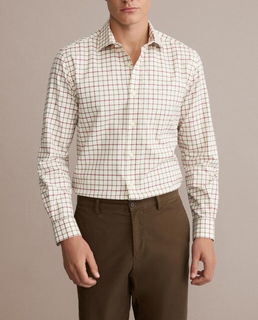 Imagen 0 de Camisa cuadro de hombre fondo beige