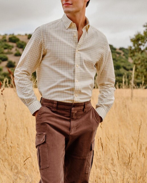 Imagen 0 de Camisa cuadro grande fondo claro de hombre