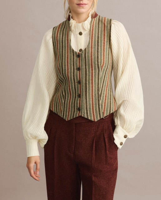 Imagen 0 de Chaleco corto rayas de mujer