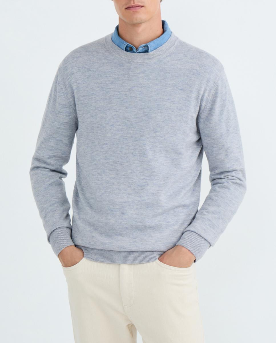 Imagen 0 de Jersey de hombre cuello caja liso 100% lana merino