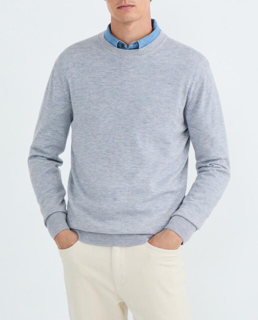 Imagen 0 de Jersey de hombre cuello caja liso 100% lana merino