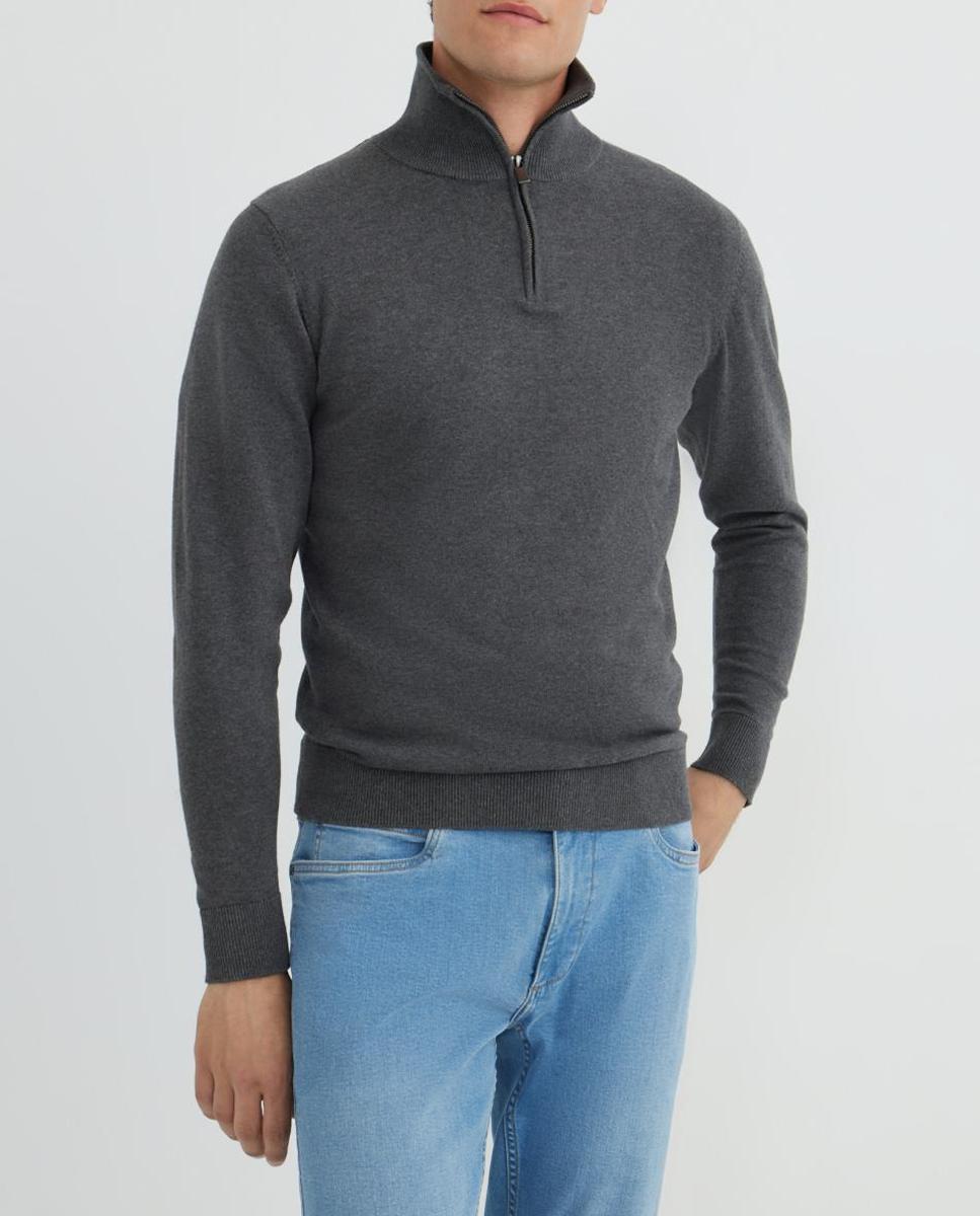 Imagen 0 de Jersey de hombre media cremallera liso 100% Algodón