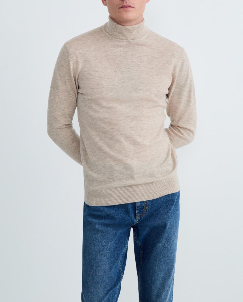 Imagen 0 de Jersey de hombre cuello cisne liso 100% lana merino