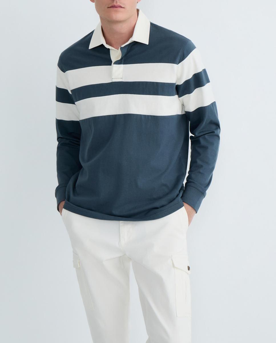 Imagen 0 de Polo de hombre manga larga rugby rayas pecho cuello woven