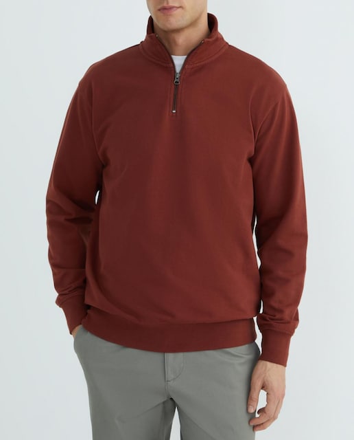 Imagen 0 de Sudadera de hombre lisa cuello perkins media cremallera