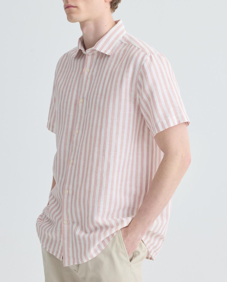 Imagen 0 de Camisa sport manga corta hombre con lino rayas