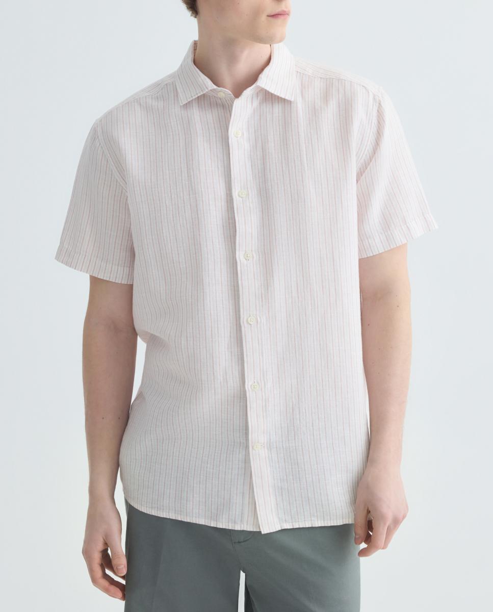 Imagen 0 de Camisa sport manga corta hombre con lino rayas