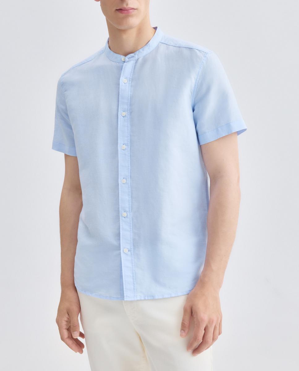 Imagen 0 de Camisa sport manga corta hombre con lino cuello mao