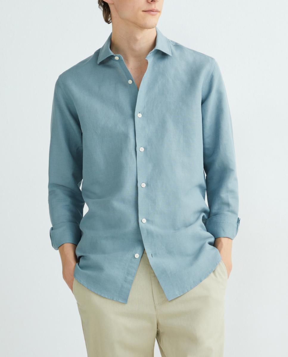 Imagen 0 de Camisa de hombre de lino y algodón